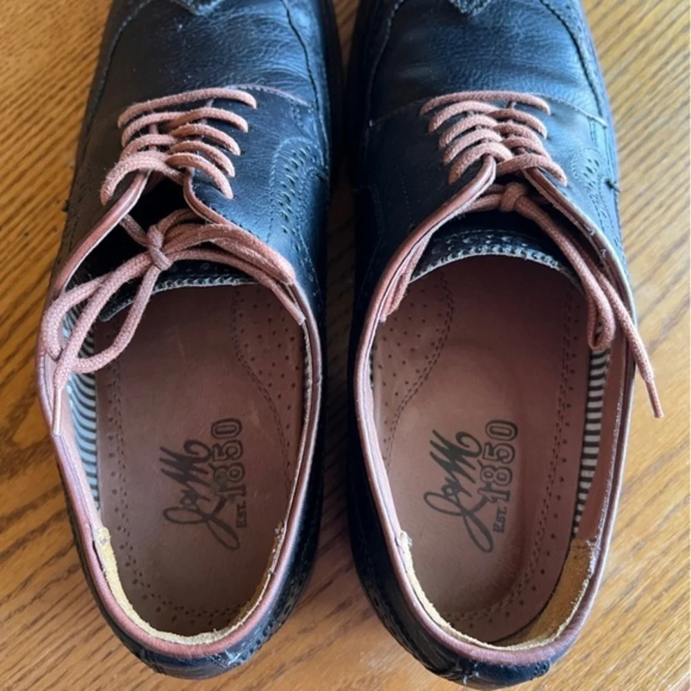Johnston‎ & Murphy J&M 1850 Men's Black Leather Wingtip Oxfords 10M